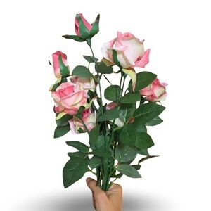 3 Pink Rose Stems